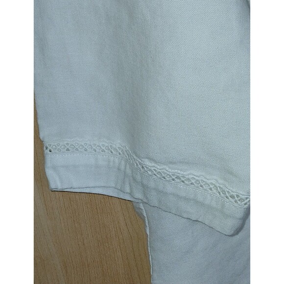 Vtg Koret Women's White Top Sz 16 XL Embroidery Ramie Button-Down Chic Travel - Picture 7 of 9